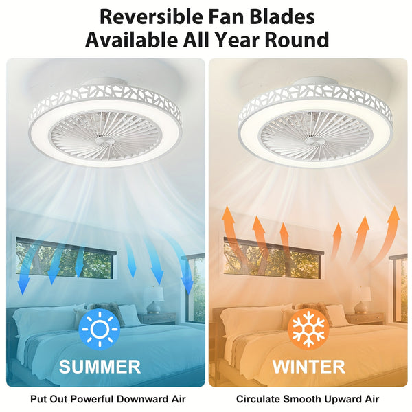 Ceiling Fans with Lights, 19-Inch Low Profile Flush Mount Ceiling Fan Light Fixture 6 Wind Speeds 40W LED Reversible Ceiling Fan with Lights And Remote for Bedroom, Kids Room And Living Room