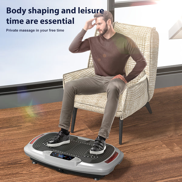 Smart Fat Elimination Vibration Plate | 300W Quiet Engine | 120 Speed Settings | Tension Rope | Silvery EU Standard | Fitness Support Vibration Device, Without Battery