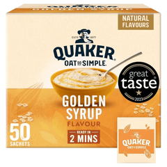 Quaker Oat So Simple Golden Syrup Porridge – 50 x 36g Sachets – Instant Oats with Sweet Flavour – Quick & Easy Breakfast