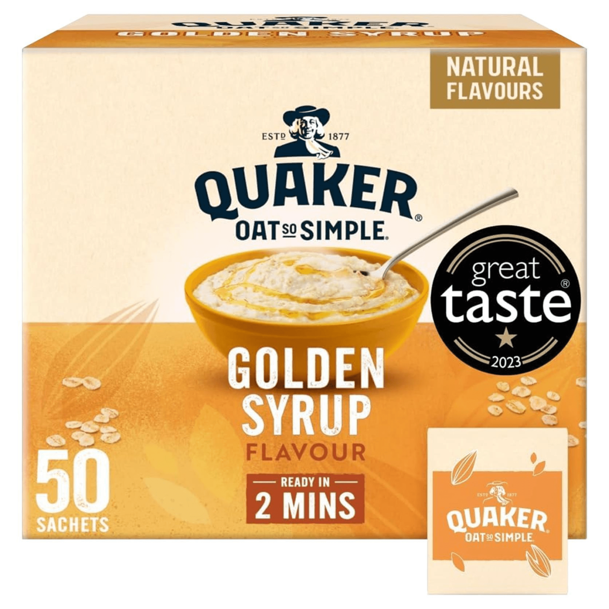 Quaker Oat So Simple Golden Syrup Porridge – 50 x 36g Sachets – Instant Oats with Sweet Flavour – Quick & Easy Breakfast