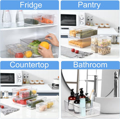 KUMD 10 Pack Fridge Organisers, Stackable Fridge Storage Containers with Lids, Bpa-Free, Clear Fruit Storage Container for Fridge Organiser, Keep Food, Fruit, Vegetables Fresh