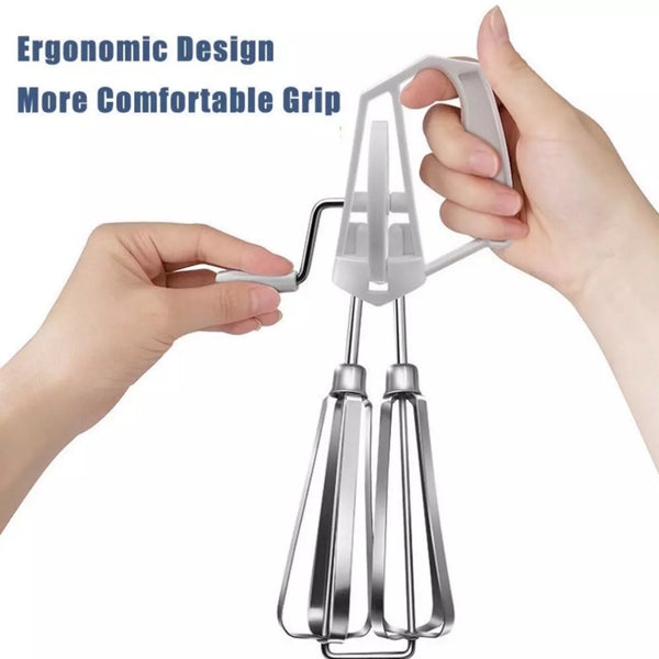 Manual Egg Whisk - Rotating Mixer for Cooking