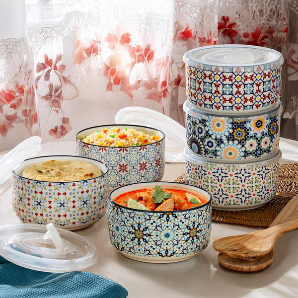 Signature Stoneware Bowls with Lids, 6 Pack
