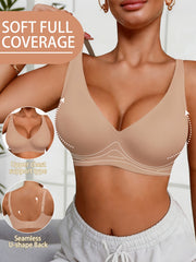 Full-Coverage Push-Up Bra - High Wire-Free Lift, Non-Detachable Padding, Soft T-Shirt Compatible Strap, Casual And Formal Elegant Lingerie, Hand Washable (No Underwire, One-Piece Design)
