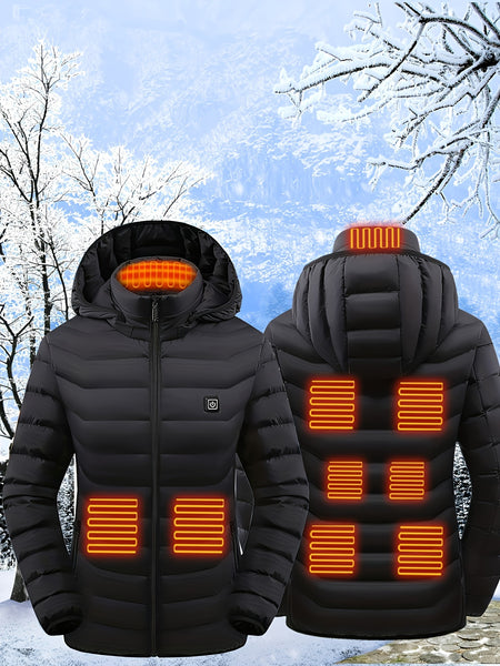 Women's Heated Jacket, Long Sleeved Clothing, USB Electric Heated Jacket with 3 Levels, and 9 Zones, Suitable for Outdoor Camping, Hiking, and Skiing. Warm Clothing (excluding Battery Pack)