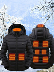 Women's Heated Jacket, Long Sleeved Clothing, USB Electric Heated Jacket with 3 Levels, and 9 Zones, Suitable for Outdoor Camping, Hiking, and Skiing. Warm Clothing (excluding Battery Pack)