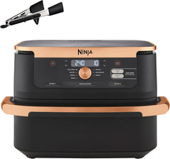 Ninja Foodi Dual Zone Digital Air Fryer, 2 Drawers, 7.6L, 6-In-1, Uses No Oil, Air Fry, Max Crisp, Roast, Bake, Reheat, Dehydrate, Cooks 4-6 Portions, Non-Stick, Dishwasher Safe Baskets, Black AF300UK