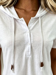 2 Packs Women's Blend Hooded Henley Neck Pullover, Summer Lightweight Breathable Soft Comfortable Top, Casual Relaxed Fit Daily & Workwear Hoodie for Ladies