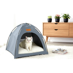 Cat Tent Cave Open Top Pet Kitten Tent Foldable Teepee with Removable Bed Mat for Small Dogs Cozy Monitoring Bed Portable Breathable House Bed Indoor Outdoor Travel