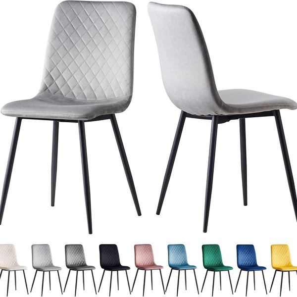 mcc direct Set of 2 Designer Velvet Chairs Fabric Dining Chairs with Metal Legs-Lexi Chairs