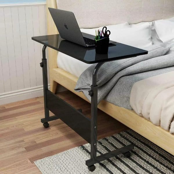 [Versatile Comfort] Adjustable Height Rolling Folding Desk Laptop Desk Folding Laptop Desk Wheels for Easy Mobility, Perfect for Bedroom, Living Room, Outdoor Office & Study Use, Bedroom Desk | Modern Aesthetic | Wood Fiberboard Desk