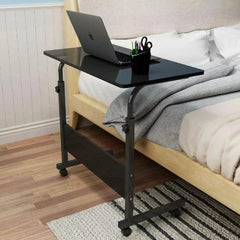 [Versatile Comfort] Adjustable Height Rolling Folding Desk Laptop Desk Folding Laptop Desk Wheels for Easy Mobility, Perfect for Bedroom, Living Room, Outdoor Office & Study Use, Bedroom Desk | Modern Aesthetic | Wood Fiberboard Desk
