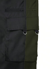 Men's 2pcs Cargo Pants with Drawstring Waist and Multiple Pockets, Suitable for Outdoor Casual Wear