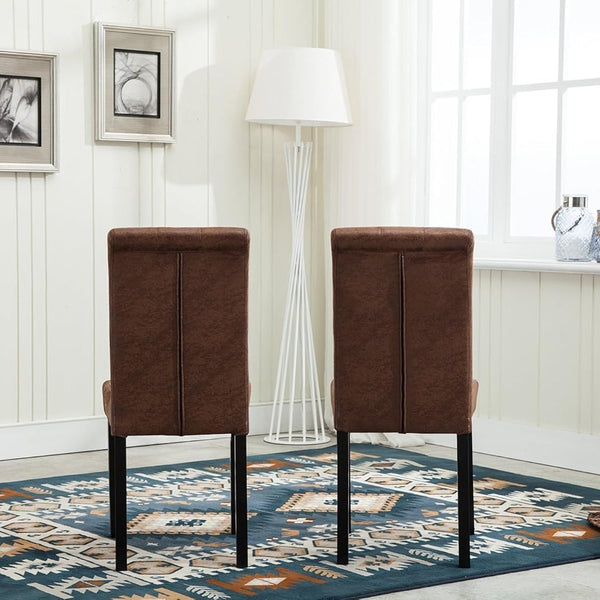 mcc direct Set of 2 Lined Fabric Dining Chairs With Solid Wooden Legs For Home & Commercial Restaurants