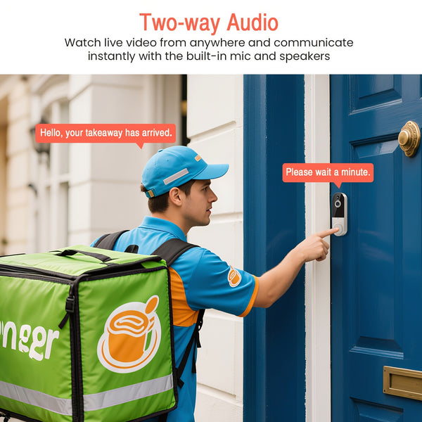 2K Wireless Video Doorbell Camera, AI Human Detection, Night Vision, Instant Alert, 2-Way Audio, 2.4G WiFi, Rechargeable Battery, Cloud Storage, Video Doorbell Camera Wireless, Video Camera Wireless Doorbell (Without Receiver)