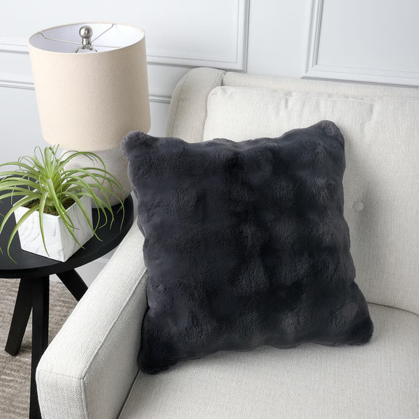 House & Home Faux Fur Bubble Cushion in Grey, 50 X 50 Cm