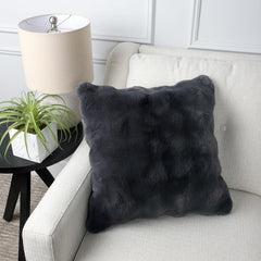 House & Home Faux Fur Bubble Cushion in Grey, 50 X 50 Cm