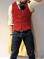 Men'S Vest Wool Blend Herringbone Vintage Men'S Fashion Vest, Groom Best Man Formal Wedding Party Casual Vest