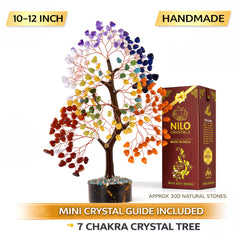 7 Chakra Crystal Tree of Life - Healing Crystal Bonsai Tree for Spiritual Home Office Decor, Positive Energy Gift for Women Men, Yoga & Meditation Room Accessories by Nilo Crystals with Mini Crystal Guide