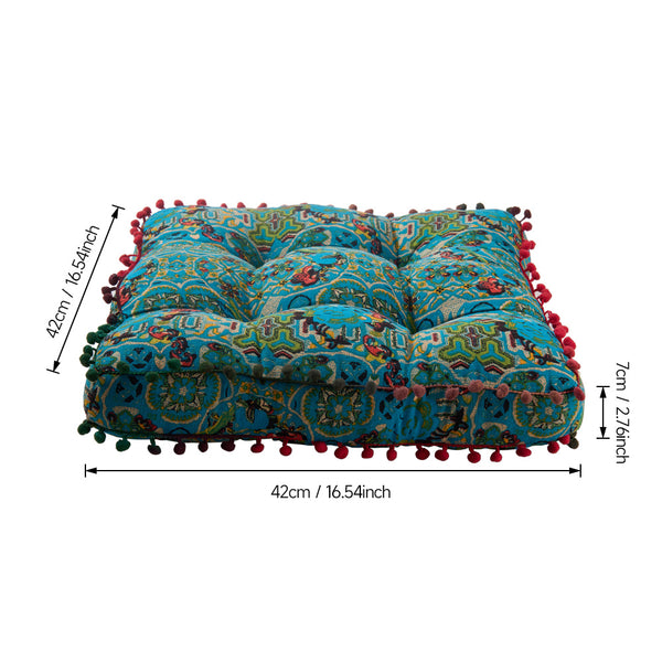 1PC Blue Tatami Square Cushion Cushion, Essential for Office and Study, Thick Cushion for Home Use | Recliner Cushion, with Bohemian Style, Size 42 * 42 * 7 Cm