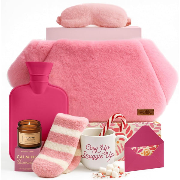 Mother'S Day Gift for Her - Birthday Pamper Gifts for Women with Hot Water Bottle Belt, Socks, Mug, Candle, Sleep Mask, & Colouring Book with Pencil, Self Care Box