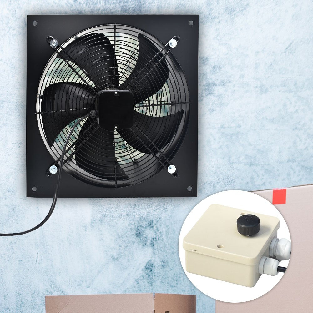 1pc 300mm Humidity Control Quiet Bathroom Kitchen Extractor Fan L37xW37CM inch Shower Wall or Ceiling Mounted Ventilation for Ducting Quiet Toilet Exhaust Fan with Governor Switch