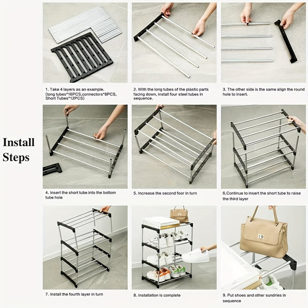 1pc, Small Shoe Rack, Stackable Shoe Rack 3 Tier, Footware Storage, Lightweight Shoe Rack Storage Organizer, Sturdy Narrow Shoe Shelf For Closet Entryway Hallway