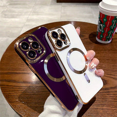 For Magsafe Luxury Magnetic Cases For iPhone 11 12 13 14 15 Pro Max 15 Plus Wireless Charge Case Plating Cover Phone Accessories