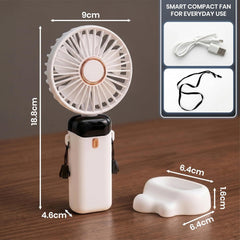 1pc Portable Handheld Fan USB Rechargeable Foldable Mini Desk Fans 5 Speeds, Personal Cooling Fan with Neck Strap for Travel, Office & Outdoor Use, Removable Cover for Easy Clean, Black, Pink, White Options 1 Pack