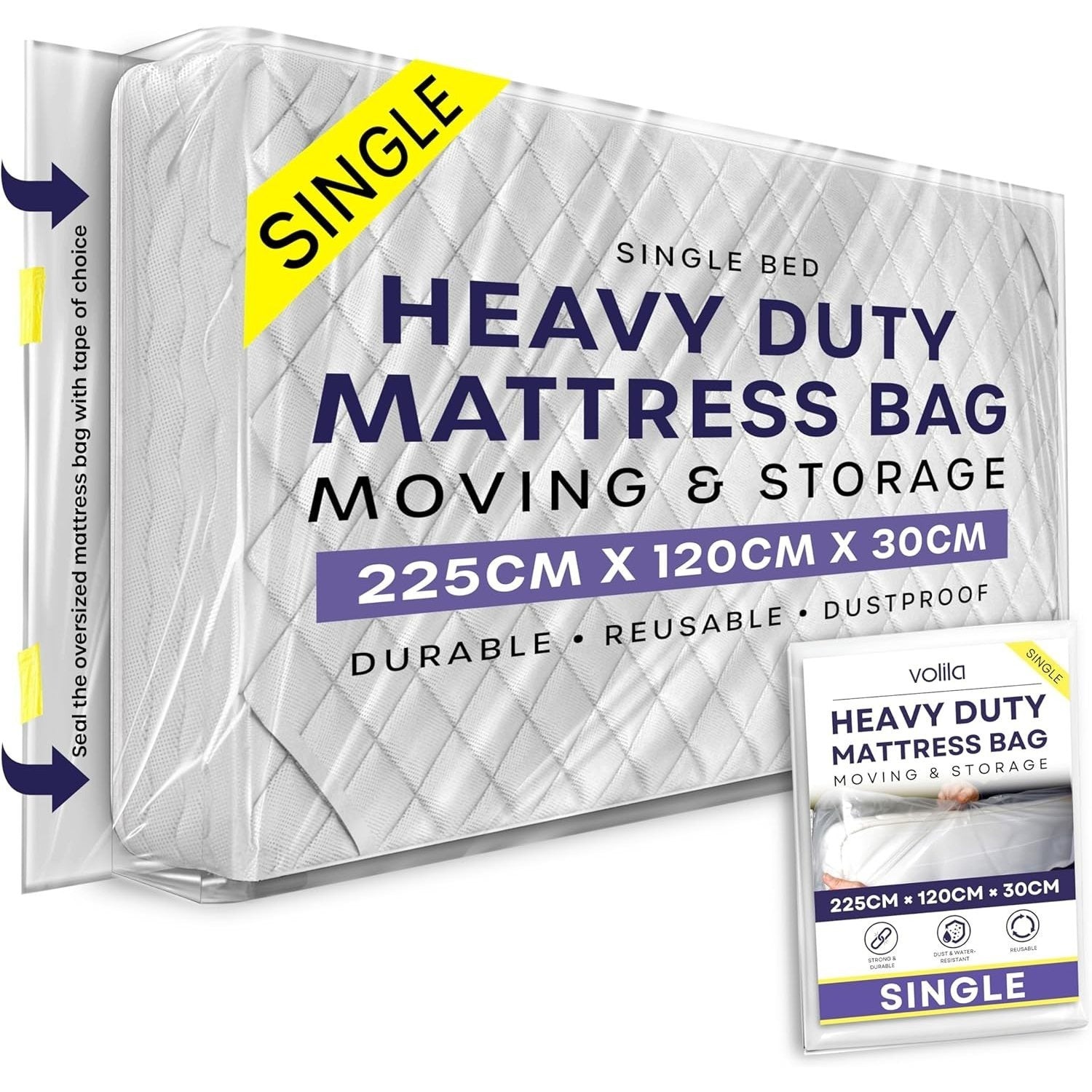 Heavy Duty Mattress Bag for Moving and Storage - Reusable Waterproof Mattress Cover for Moving, Storage and Protect Beds from Stains, Dust, and Pest Damage