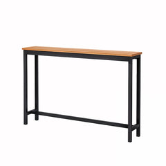 Minimalist Wooden Console Table - Slim Wall-Mounted Single/Double Tier Entryway Shelf with Carbon Steel Frame, Space-Saving Narrow Hallway Table, Bedroom/Living Room Table (80x20cm, MDF Wood + Black/White Metal)
