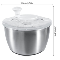 4.5L Stainless Steel Salad Spinner with Lid - Dishwasher Safe, Multifunctional Salad Drying and Washing Bowl for Fresh Lettuce, Spinach, and Greens