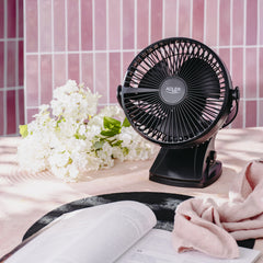 Desk fan with clip, rechargeable, 15.5 cm, 360° rotation, USB-C, Adler