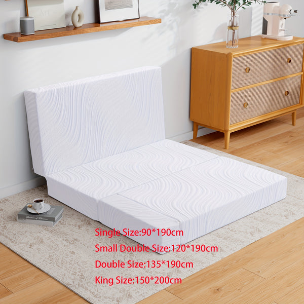 10cm/15cm Thick Folding Memory Foam Mattress Topper & Travel Bed - Single/Small Double/Double/King Size Bed in a Box, Removable Cover, Medium-Firm, Portable Foldable Mattress for, Camping, Guest Room (No Wood, Durable