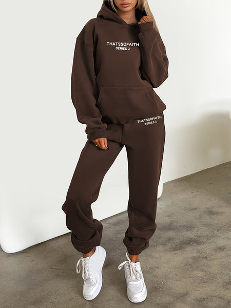Fashionable Set of Sweatshirt And Long Pants with Letter Prints for Women