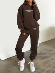 Fashionable Set of Sweatshirt And Long Pants with Letter Prints for Women