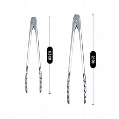 Universal Kitchen and Grill Tongs Set of 2 Pieces, Large and Small, Made of High-Quality Stainless Steel, Lengths 22 cm and 17.5 cm, Ergonomic Handles, Resistant to High Temperatures, Corrosion, and Damage, Ideal for Frying, Grilling, Serving, and Food Pr