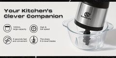 SUPERLEX Mini Chopper 300W Motor 6 Second Quick Mincing Dual Speed Control 1000ml Capacity One Touch Chop