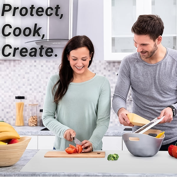 Large Household Silicone Mat - Kitchen Countertop Protector and Dining Table Mat with Edge Protection. Durable surface, easy to clean, suitable for cooking, baking and tableware placement.