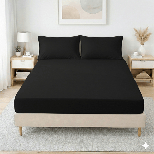 30cm Extra Deep Fitted Sheet - Premium Brushed Microfiber Bed Sheet, Super Soft & Breathable, Elasticated Corners for Snug Fit, Single/Double/King/Super King Sizes