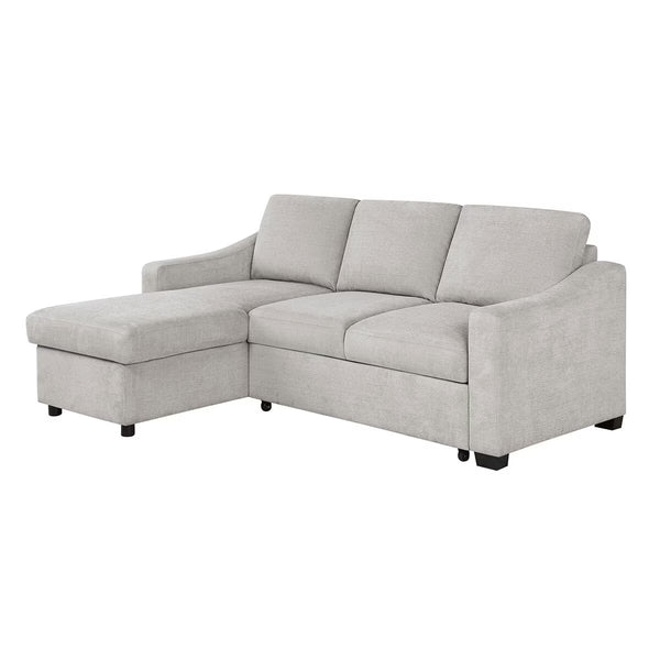 Coddle Aria Beige Fabric Convertible Sofa Bed with Chaise
