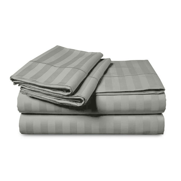 1pc Extra Deep Striped Fitted Sheet 40cm – Soft & Comfortable Microfiber Bedding, Breathable & Smooth, Machine Washable Bed Sheet Suitable for Bedroom