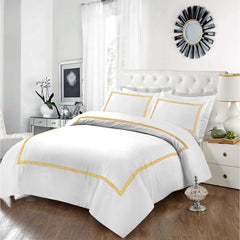 Embroided Baratta Stitch Duvet Cover Set with Matching Pillowcases - Ultra-soft Brushed Microfibre – Chic & Modern Design – Easy Care & Machine Washable
