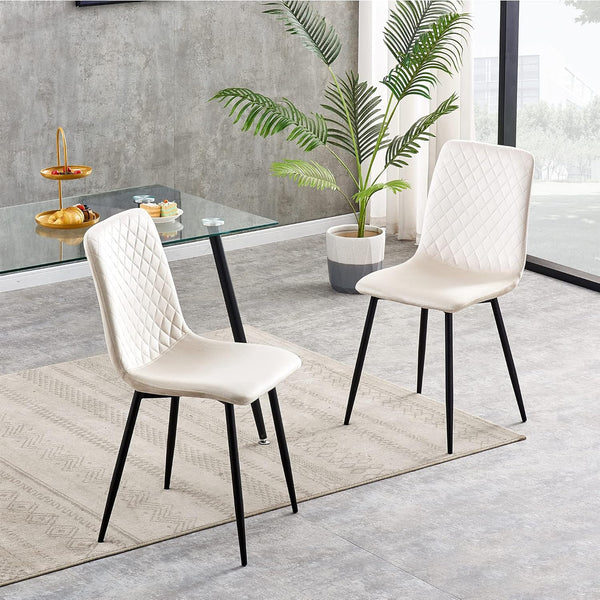 mcc direct Set of 2 Designer Velvet Chairs Fabric Dining Chairs with Metal Legs-Lexi Chairs