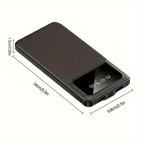 20000/10000mAh Large Capacity Portable Power Bank, Suitable For Charging Android Electronics/ Mobile Phone Devices, Equipped With LED Display/ Dual Output Ports, Portable Emergency Power Supply Device For Outdoor Travel- White/ Black