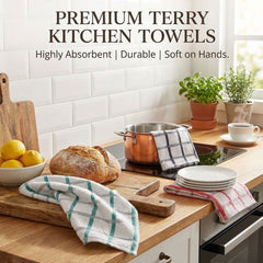 Extra large Terry Kitchen Tea Towels Pure & Super Absorbent | Non-Stick and Reusable Available in pack of 2, 4, 8 &12.