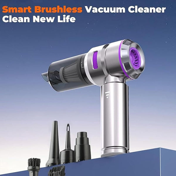 Flexup V-21 Blower & Vacuum, Three Speed Adjustment Functions, Portable & Rechargeable High Power Handheld Cordless Vacuum for Car, High Suction Power, Wireless, Brushless (Black)