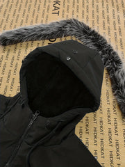 Men'S Mid-Length Oversized Hooded Jacket - Thick Fleece-Lined Full Zip Cardigan, with Drawstring Hood, Suitable for Cold Weather - Casual And Formal Outerwear, European And American Style, Perfect for Winter Layering