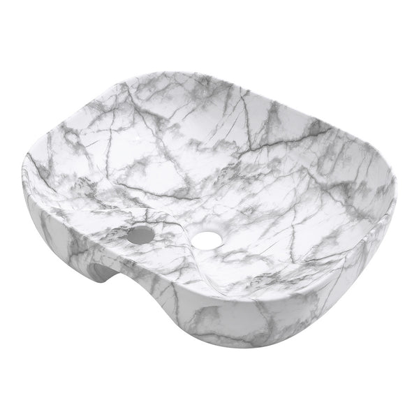 510*410mm Marble Effect Ceramic Sink Basin Bathroom Vanity Countertop Wash Sink w/Waste Kit