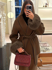 New Autumn/Winter Sophisticated Style Tie-Strap Coat for Women, Elegant and High-End, Overcoat